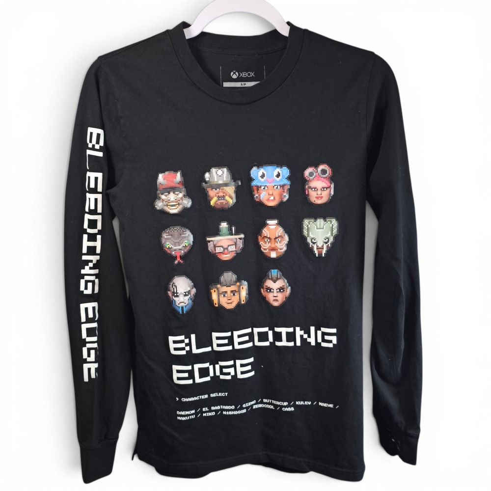 Xbox Bleeding Edge Long Sleeve Shirt Mens Small Black Good Pixel Graphic Tee